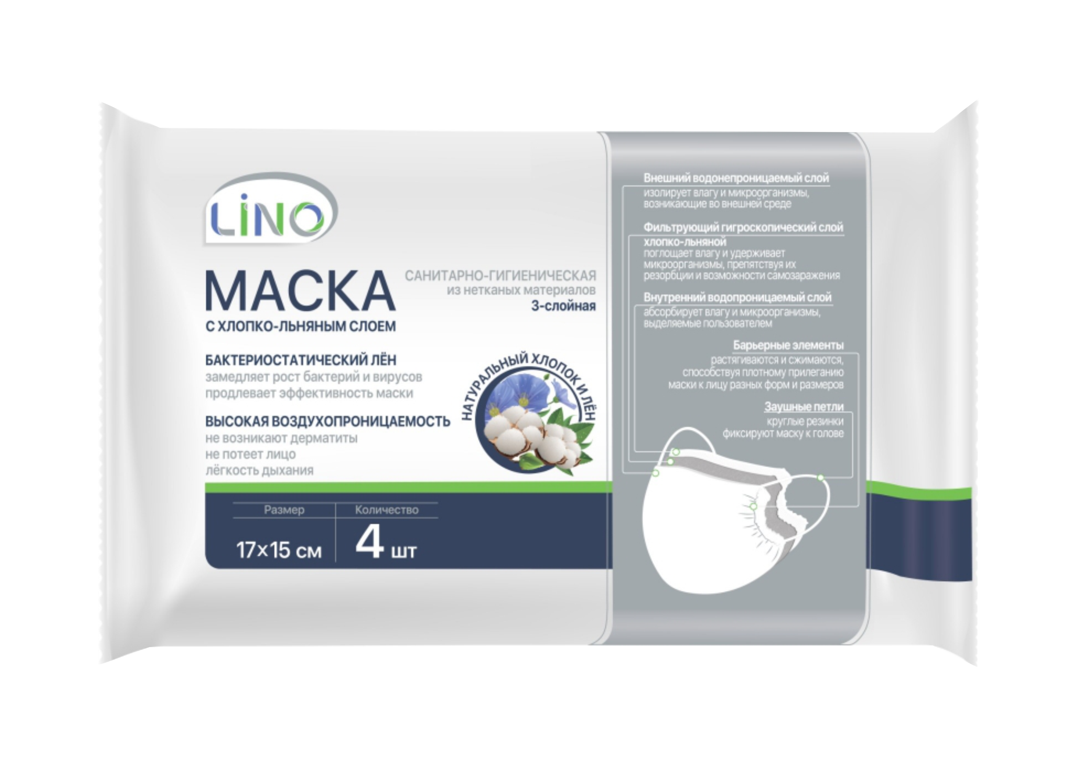 маска одноразовая 3 слойная